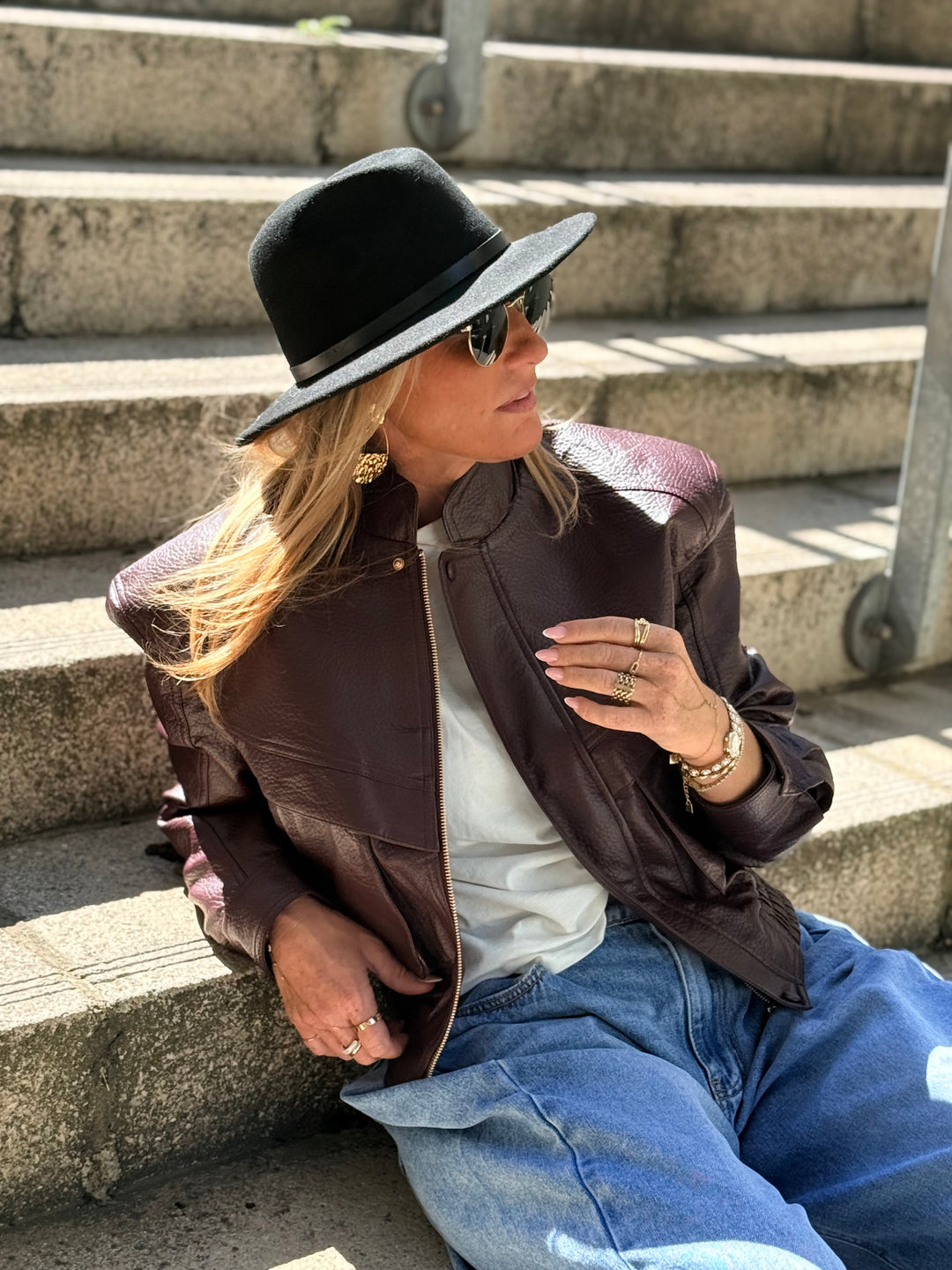 Veste bomber similicuir  Bordeaux 202321