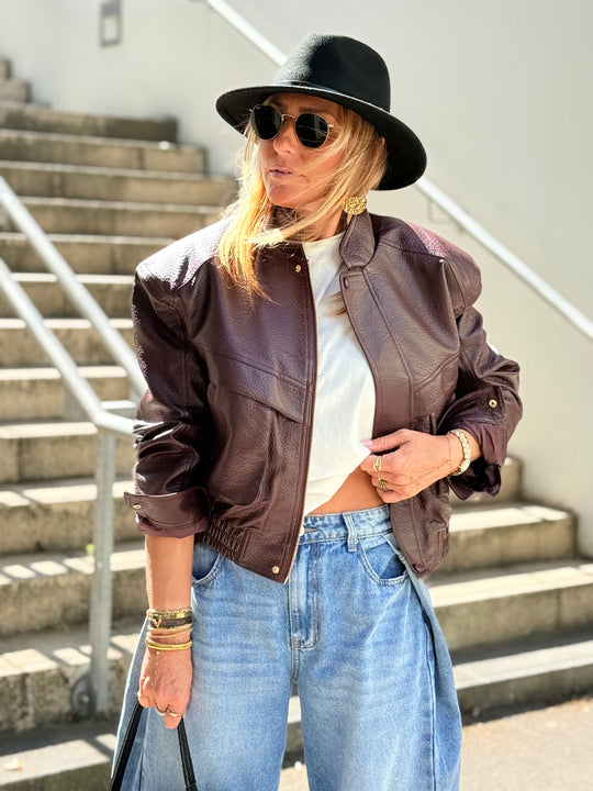 Veste bomber similicuir  Bordeaux 202321