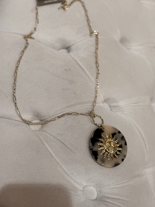 Collier chaine rond léopard soleil