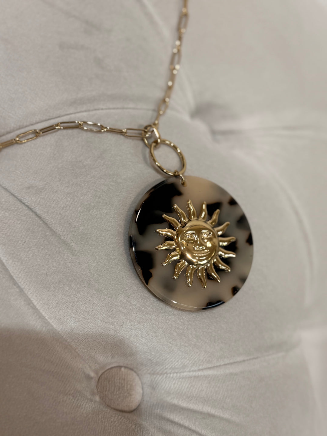 Collier chaine rond léopard soleil