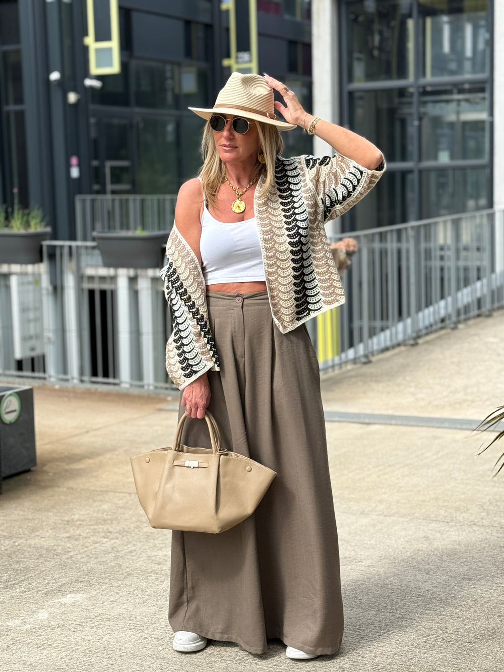 Gilet  crochet beige/choco