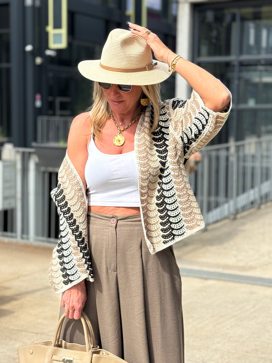 Gilet  crochet beige/choco