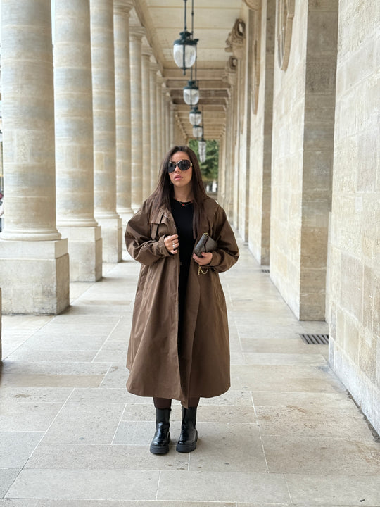 Trench long choco attaché col 3185