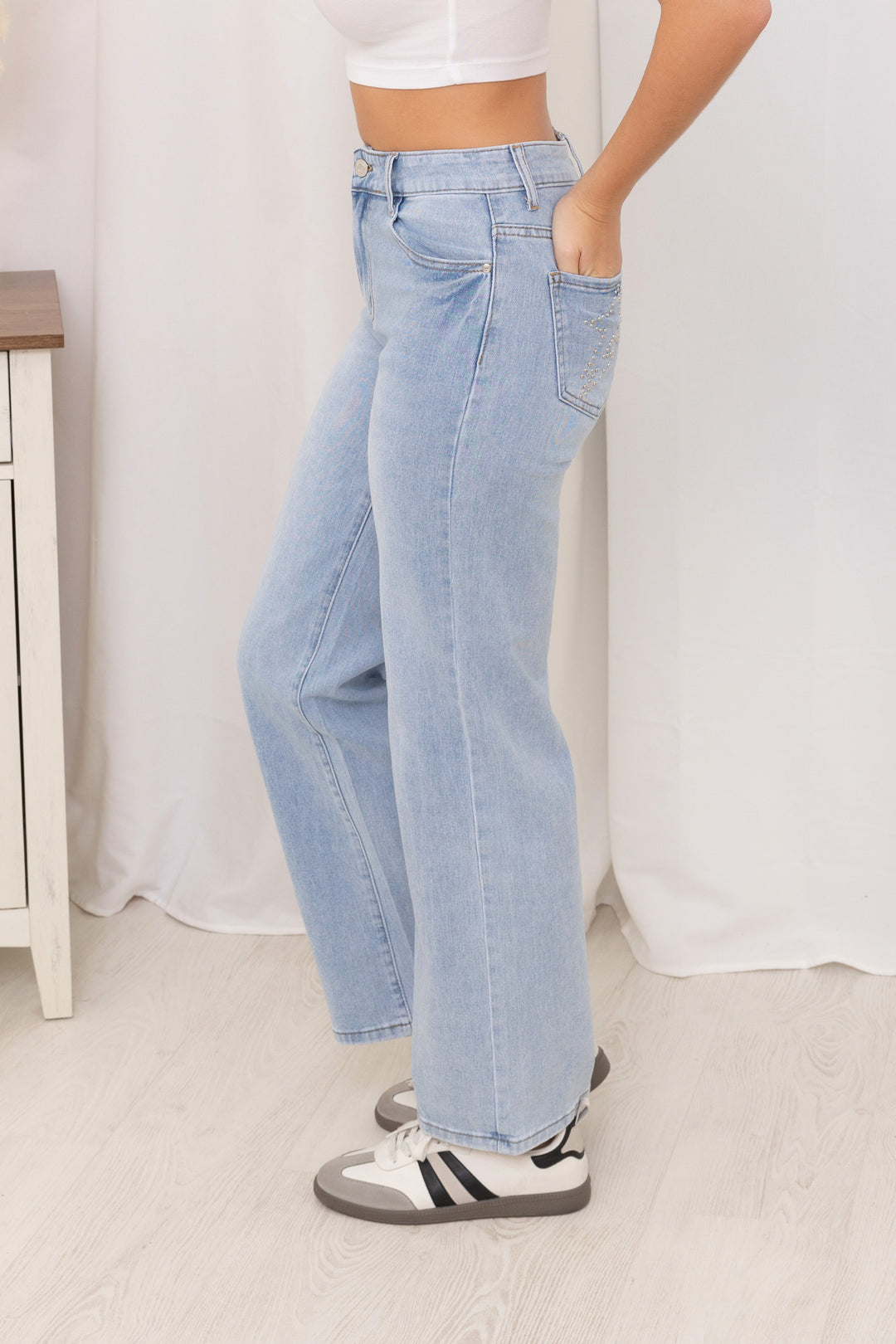 Jean bleu claire étoiles G173Y-D