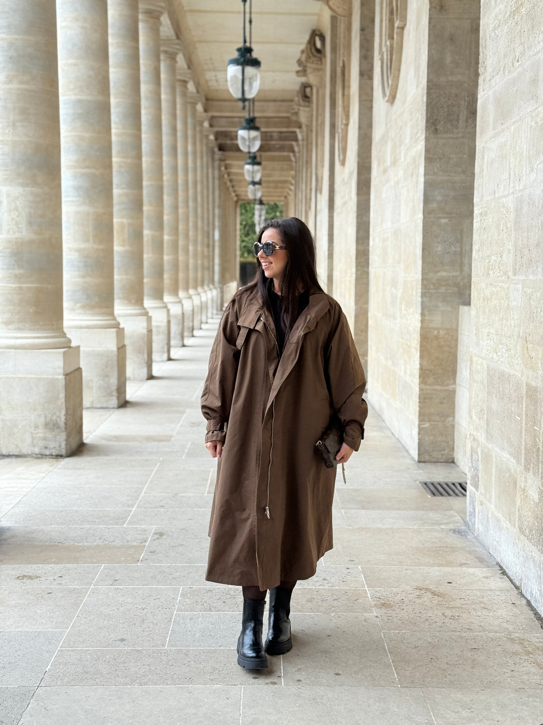 Trench long choco attaché col 3185
