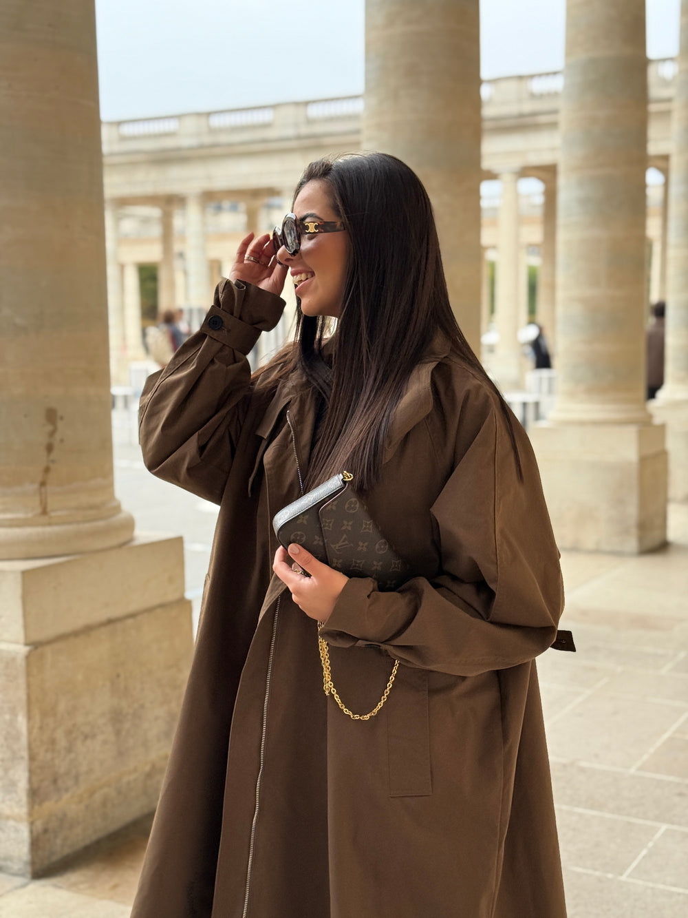 Trench long choco attaché col 3185
