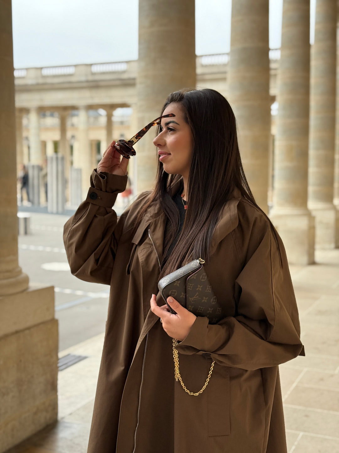Trench long choco attaché col 3185