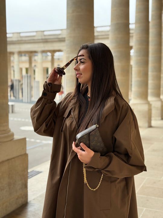 Trench long choco attaché col 3185