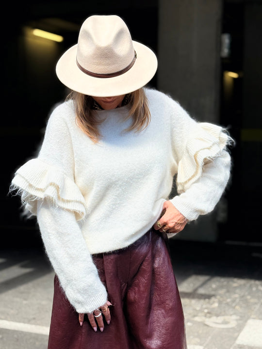 PULL manches volants 7115 Ecru