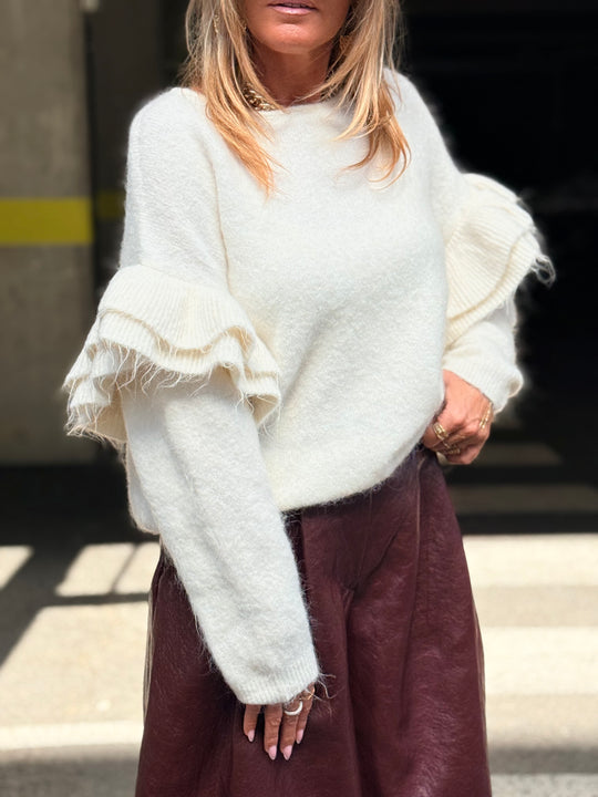 PULL manches volants 7115 Ecru