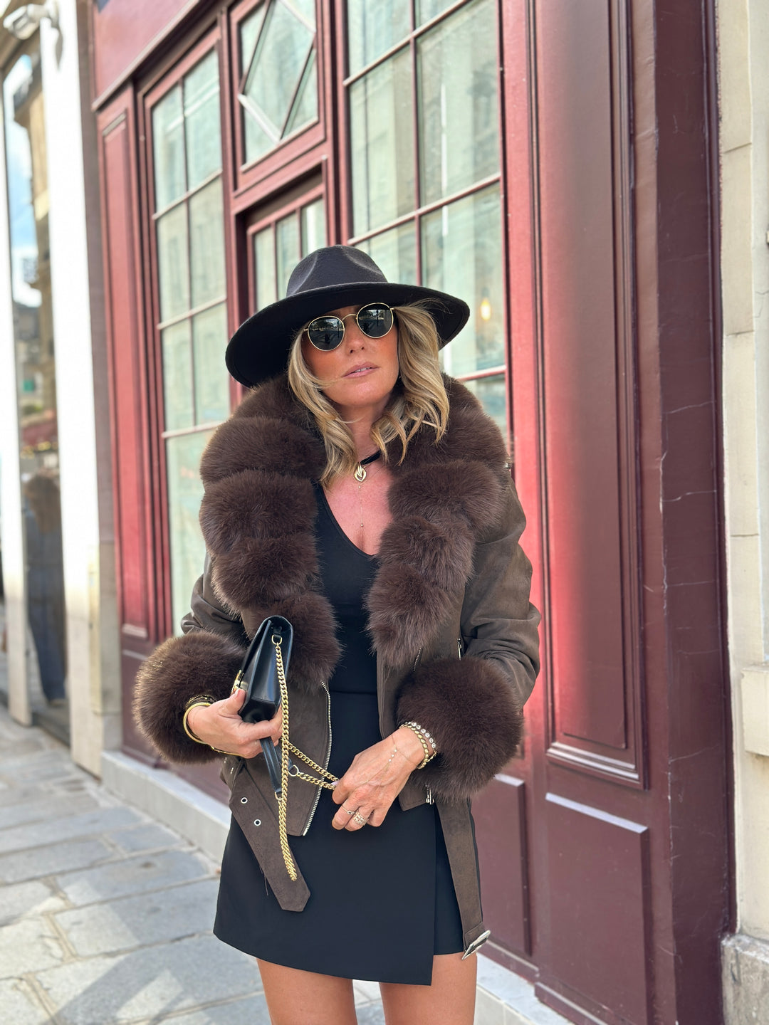 Veste fourrure manches et col Choco 202272