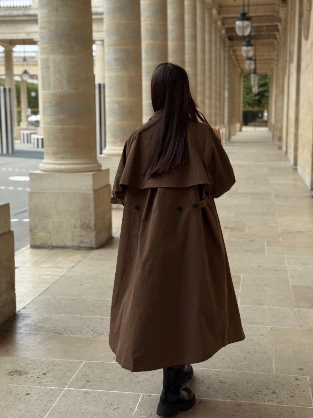 Trench long choco attaché col 3185