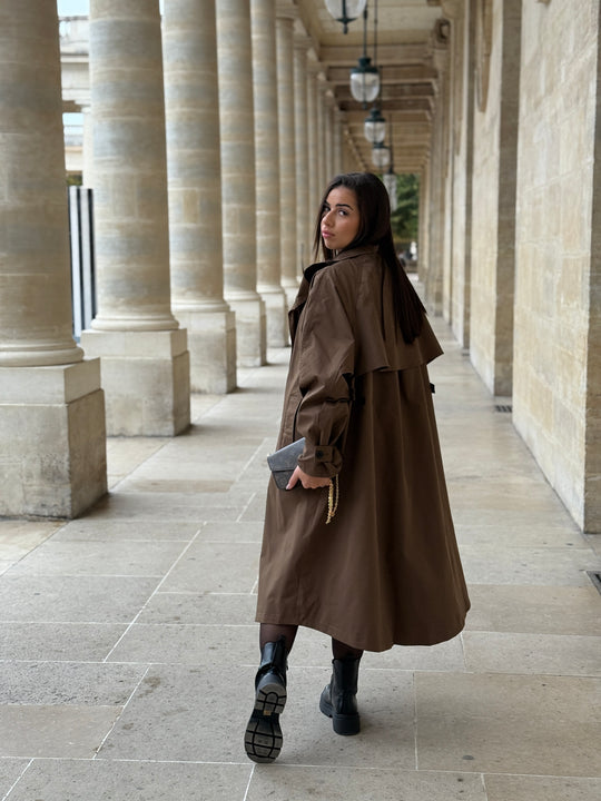 Trench long choco attaché col 3185