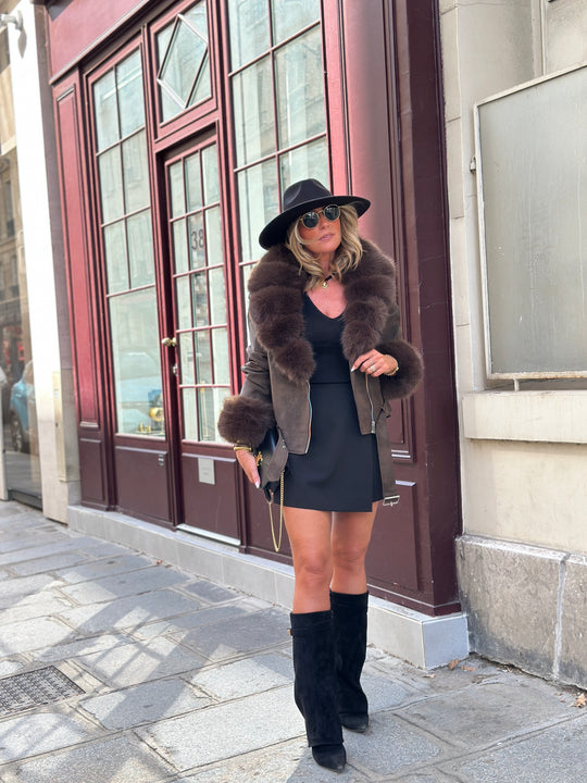 Veste fourrure manches et col Choco 202272