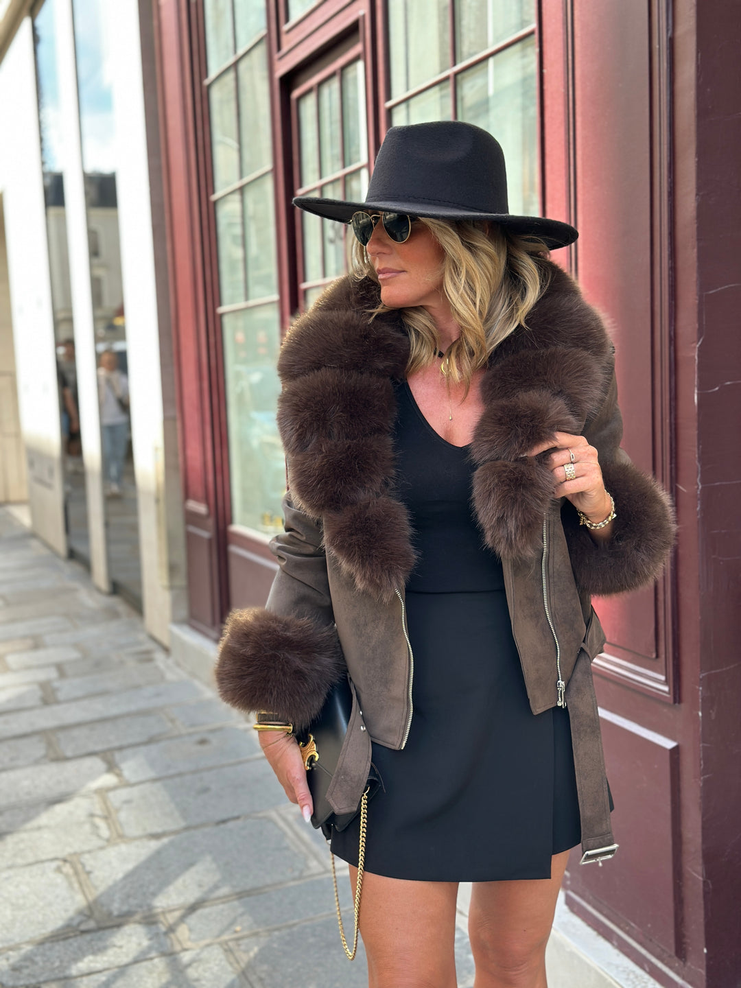 Veste fourrure manches et col Choco 202272