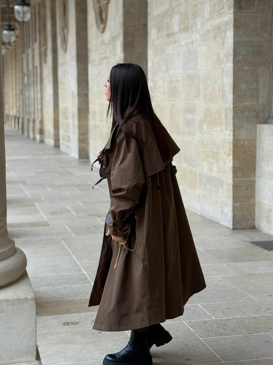 Trench long choco attaché col 3185