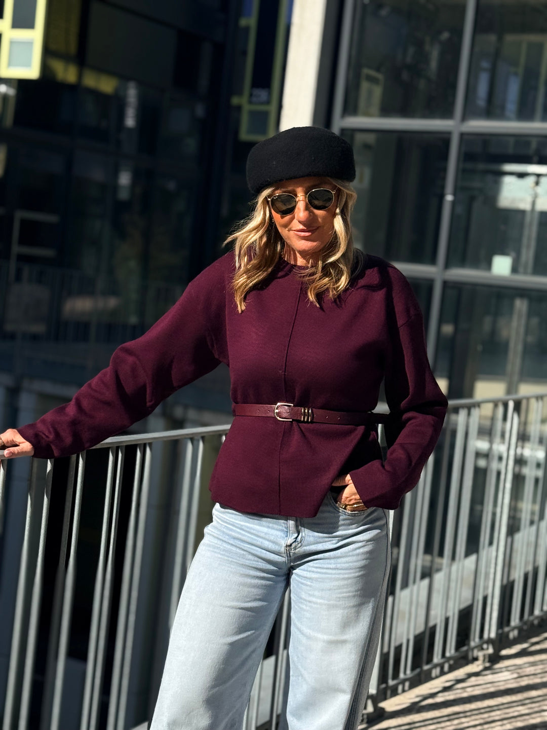 Pull ceinture à la taille Y1055