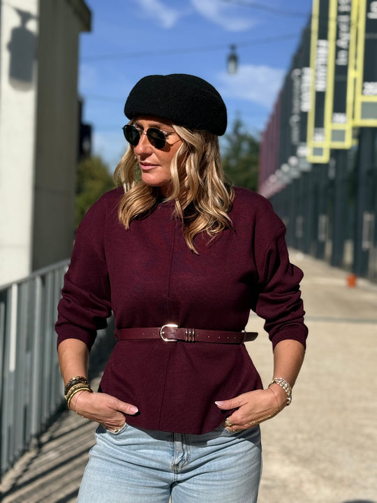 Pull ceinture à la taille Y1055