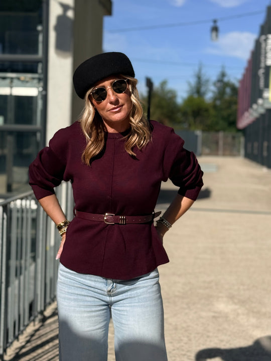 Pull ceinture à la taille Y1055