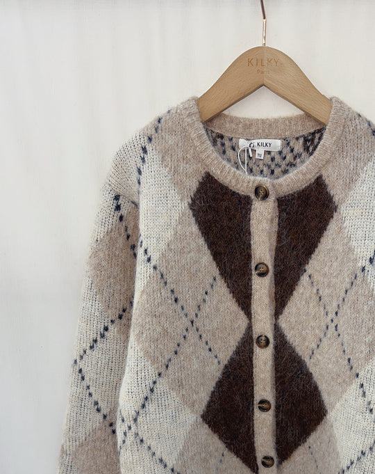 Pull/Gilet arlequin taupe YP1928