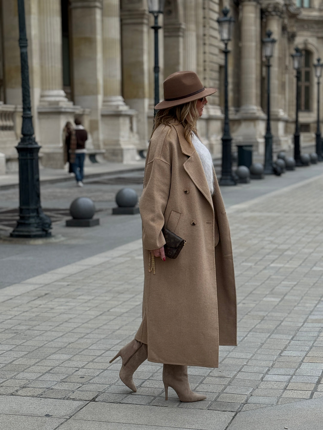 Manteau long camel clair boutons 014