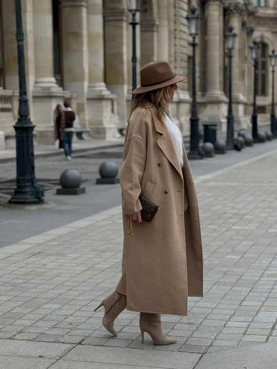 Manteau long camel clair boutons 014