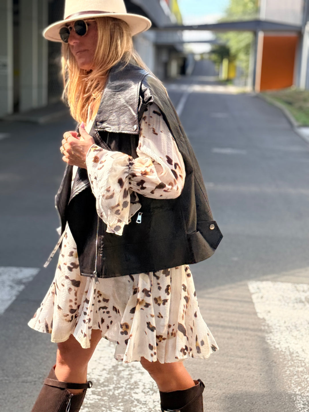Veste similicuir sans manches choco 1223