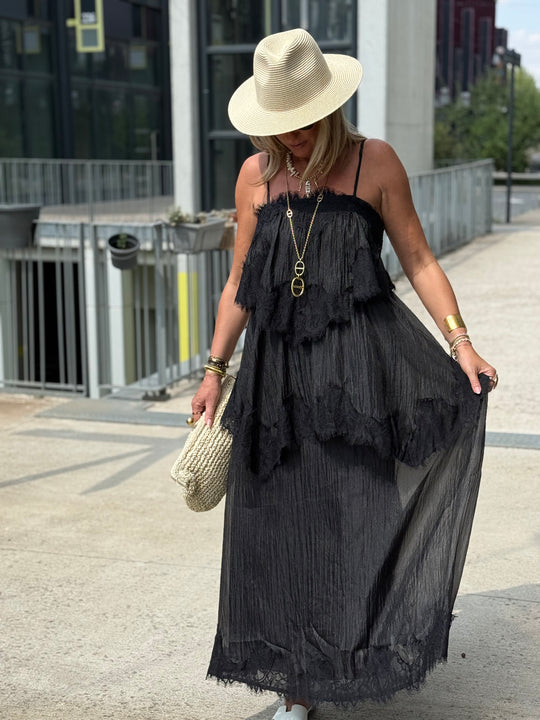 Robe volant dentelle Noir 9706