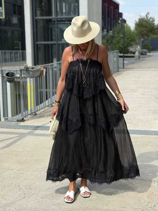 Robe volant dentelle Noir 9706