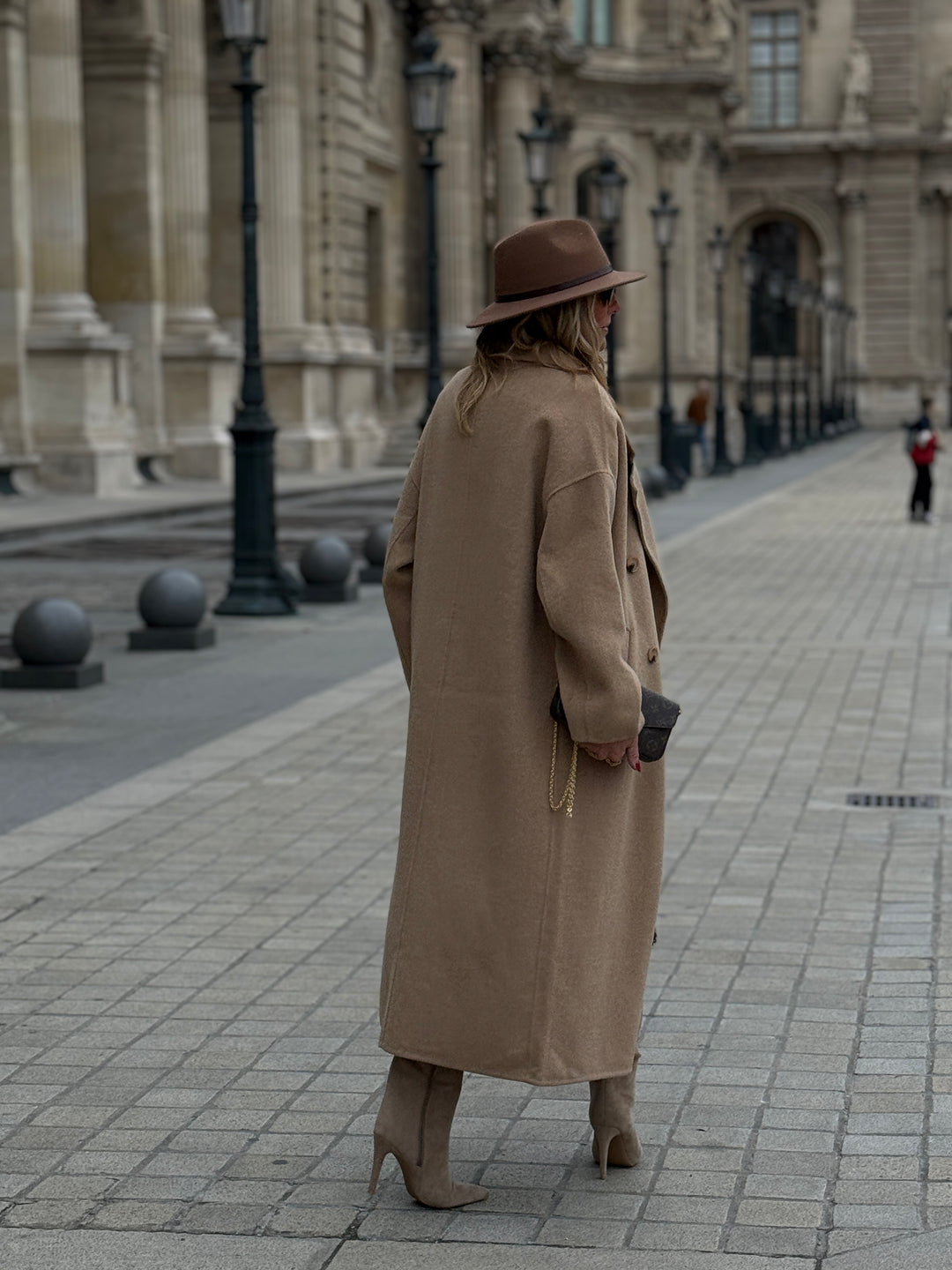 Manteau long camel clair boutons 014
