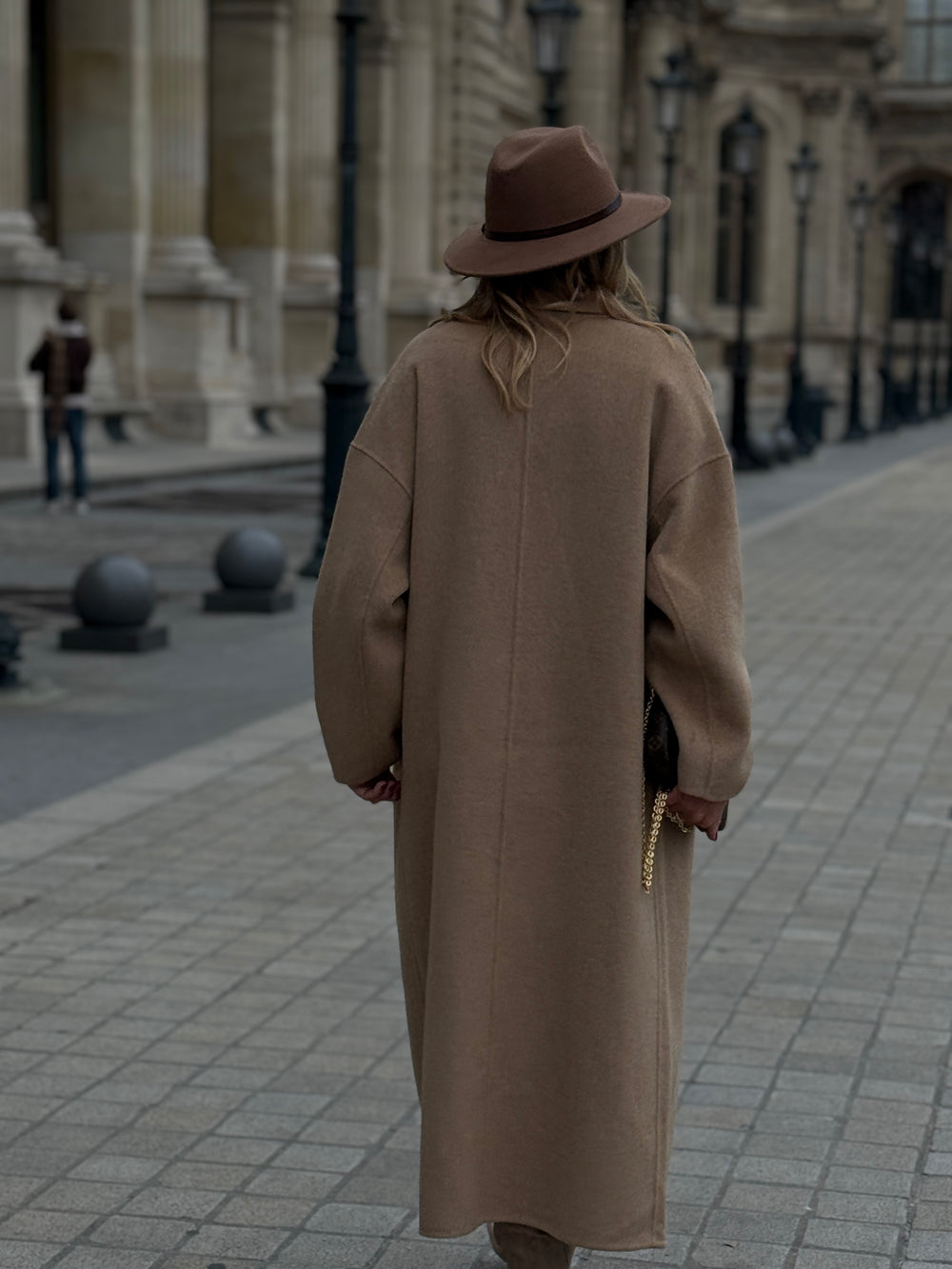 Manteau long camel clair boutons 014