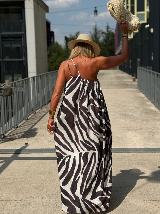Robe zèbre manche d’un côté 9687