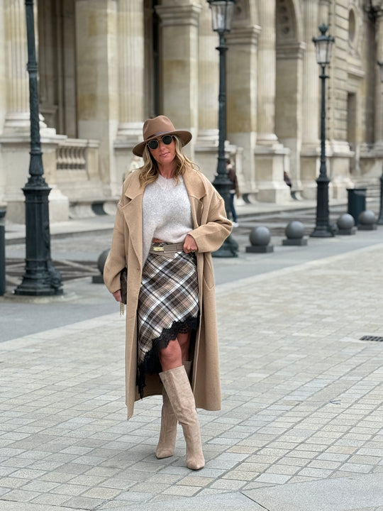 Manteau long camel clair boutons 014