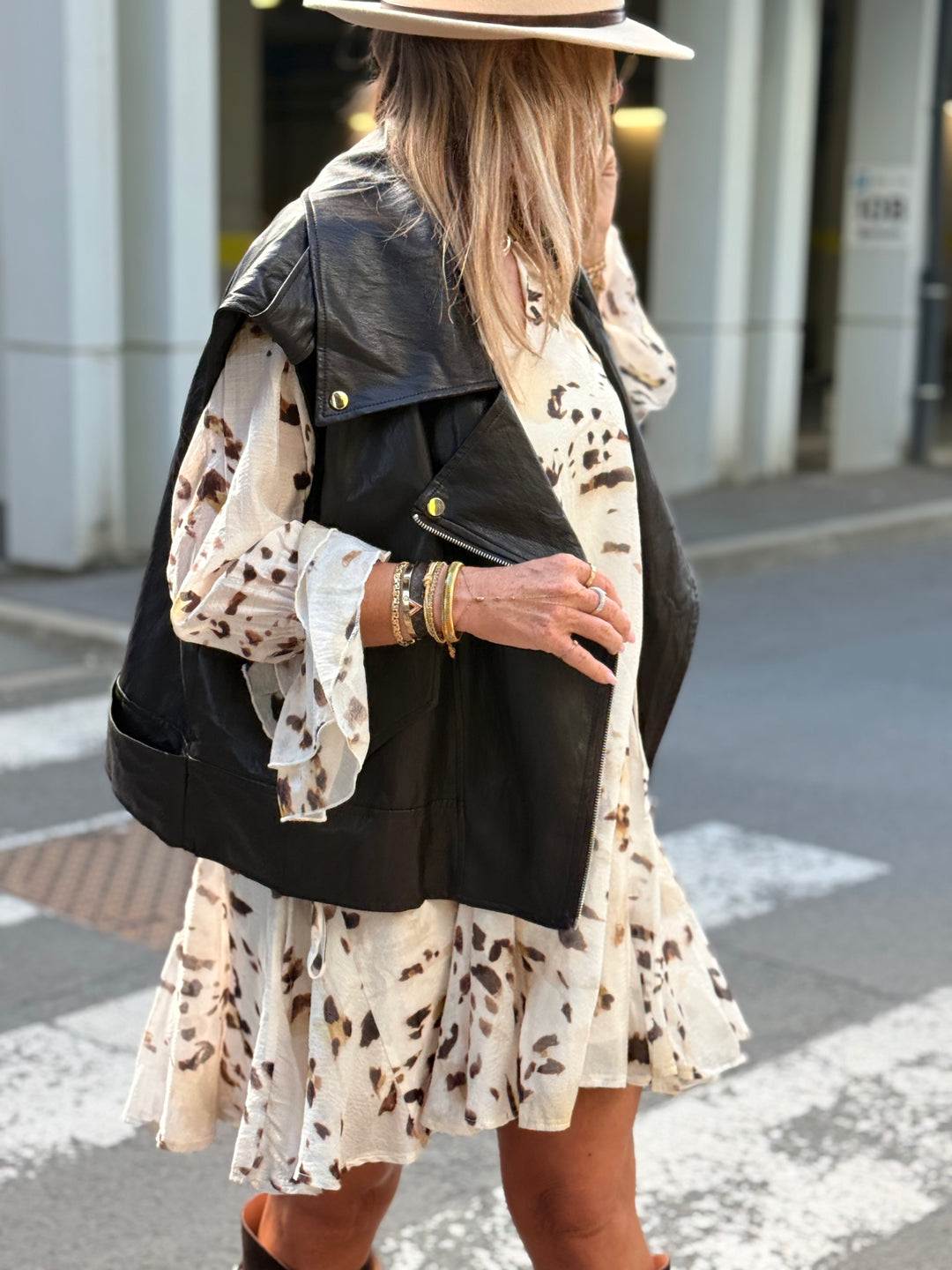 Veste similicuir sans manches choco 1223