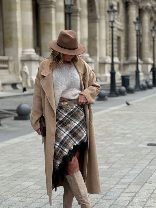 Manteau long camel clair boutons 014