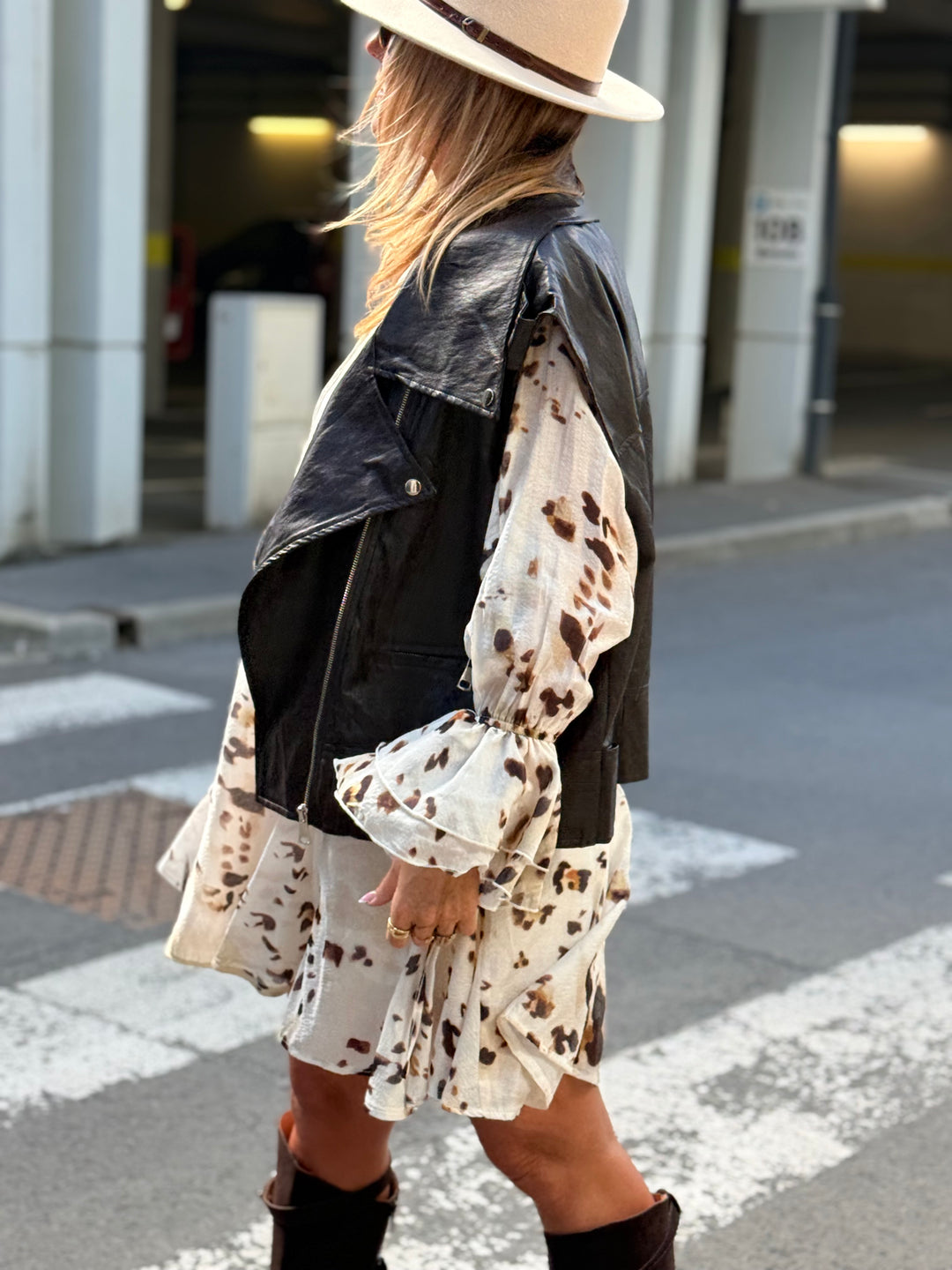 Veste similicuir sans manches choco 1223