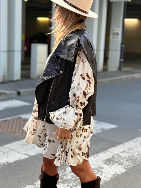 Veste similicuir sans manches choco 1223