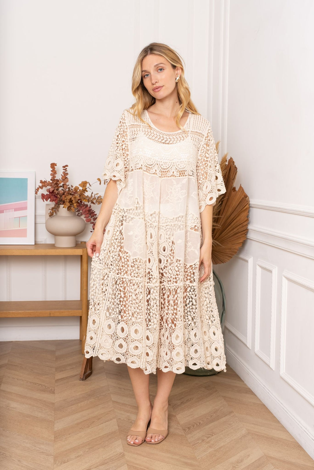 Robe crochet BEIGE 3409