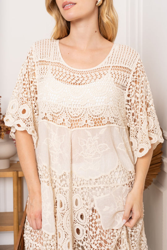 Robe crochet BEIGE 3409