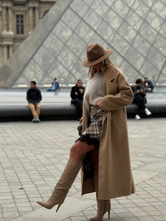 Manteau long camel clair boutons 014