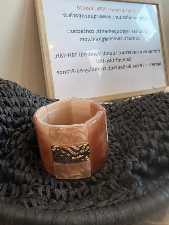 Bracelet manchette nacré or