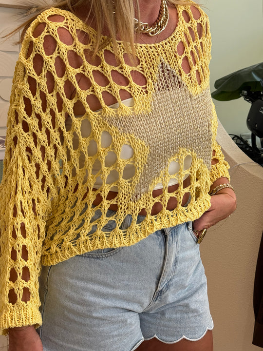 Pull crochet étoile or 2129