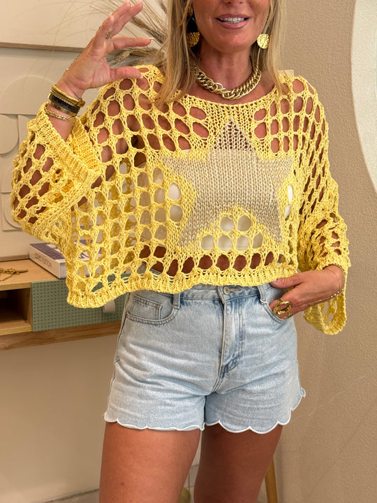 Pull crochet étoile or 2129