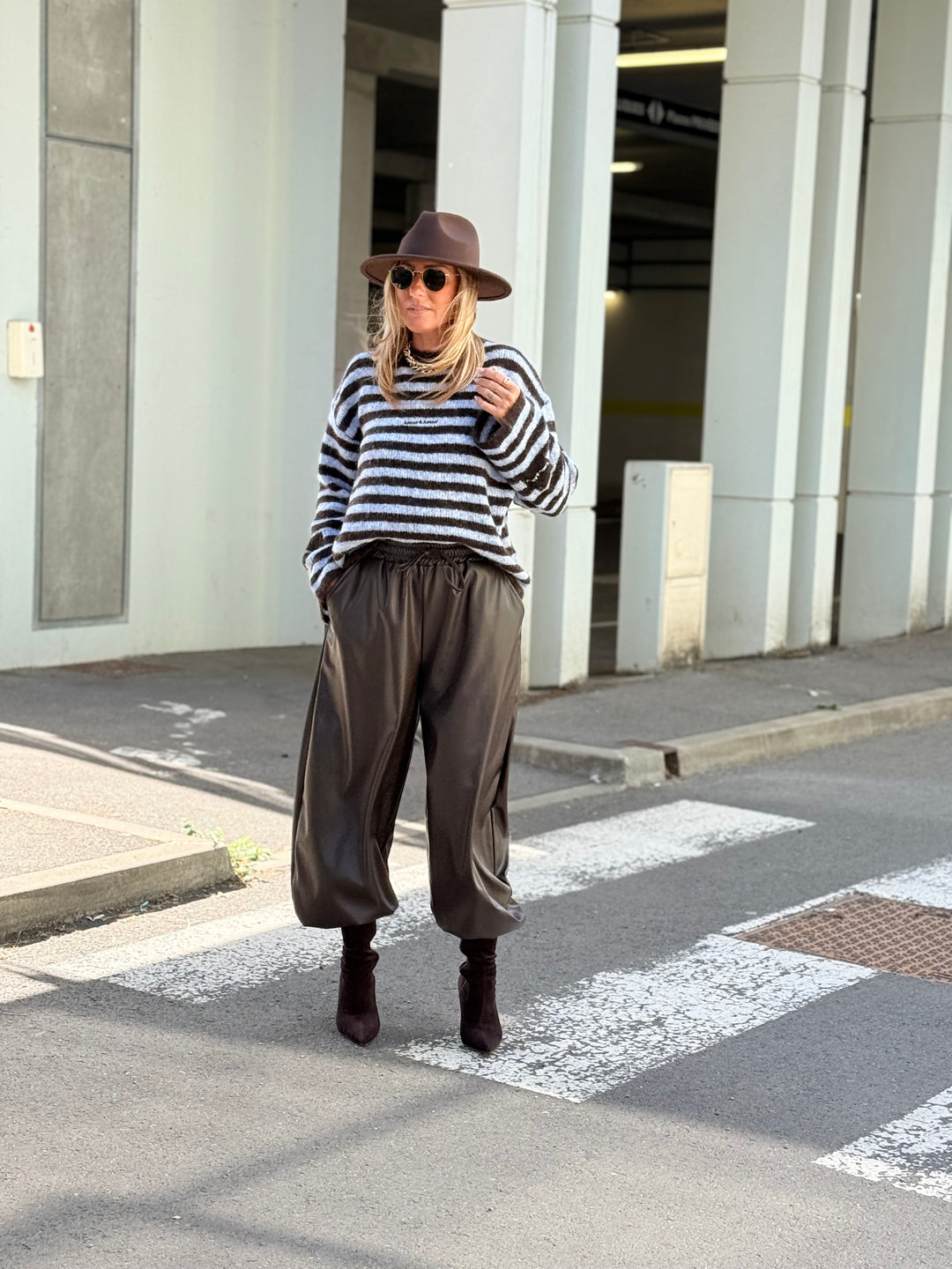 Pull rayure bleu/choco amore 6831