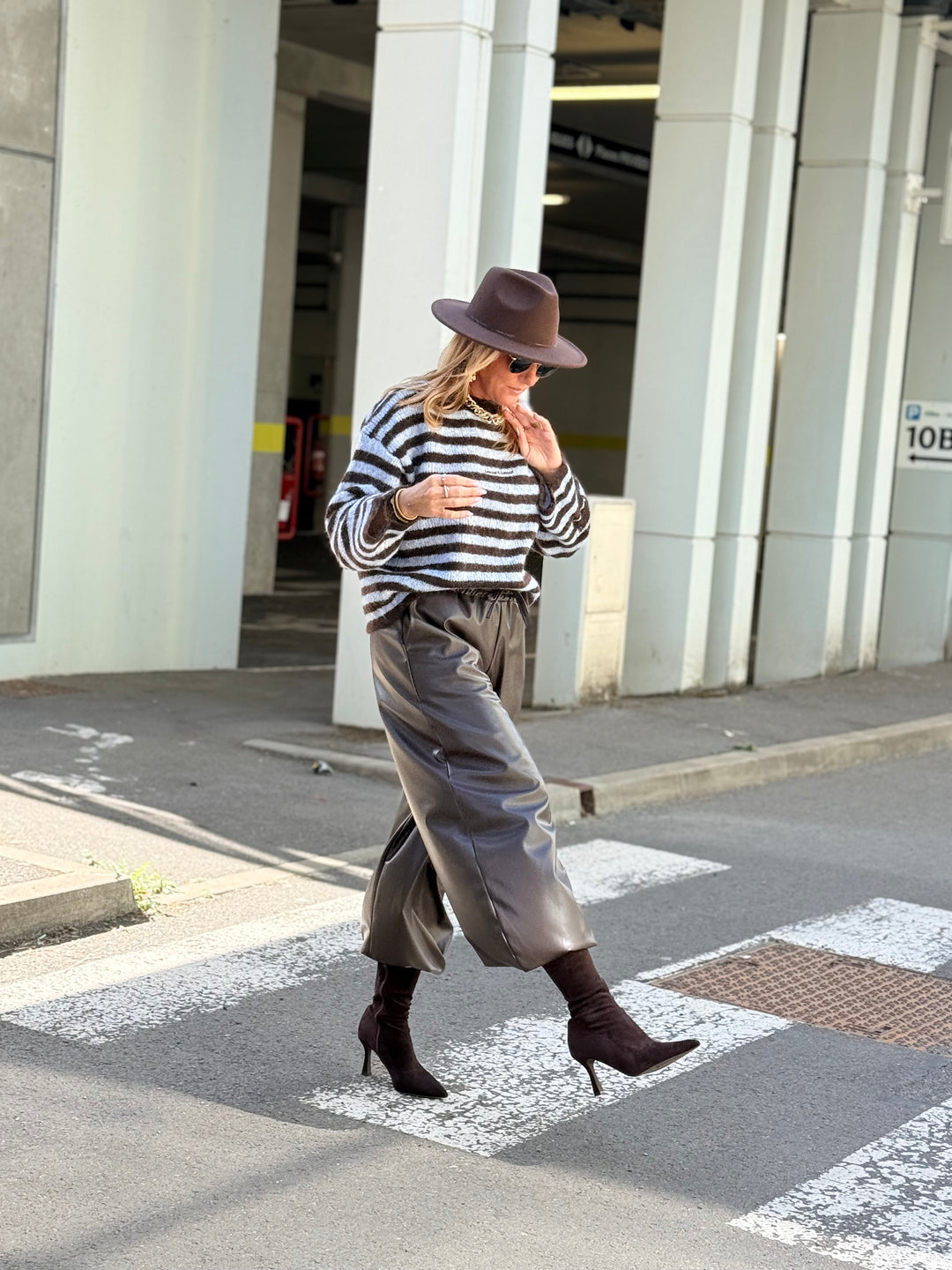 Pull rayure bleu/choco amore 6831