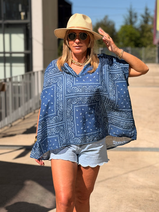 Blouse bandana marine 79291