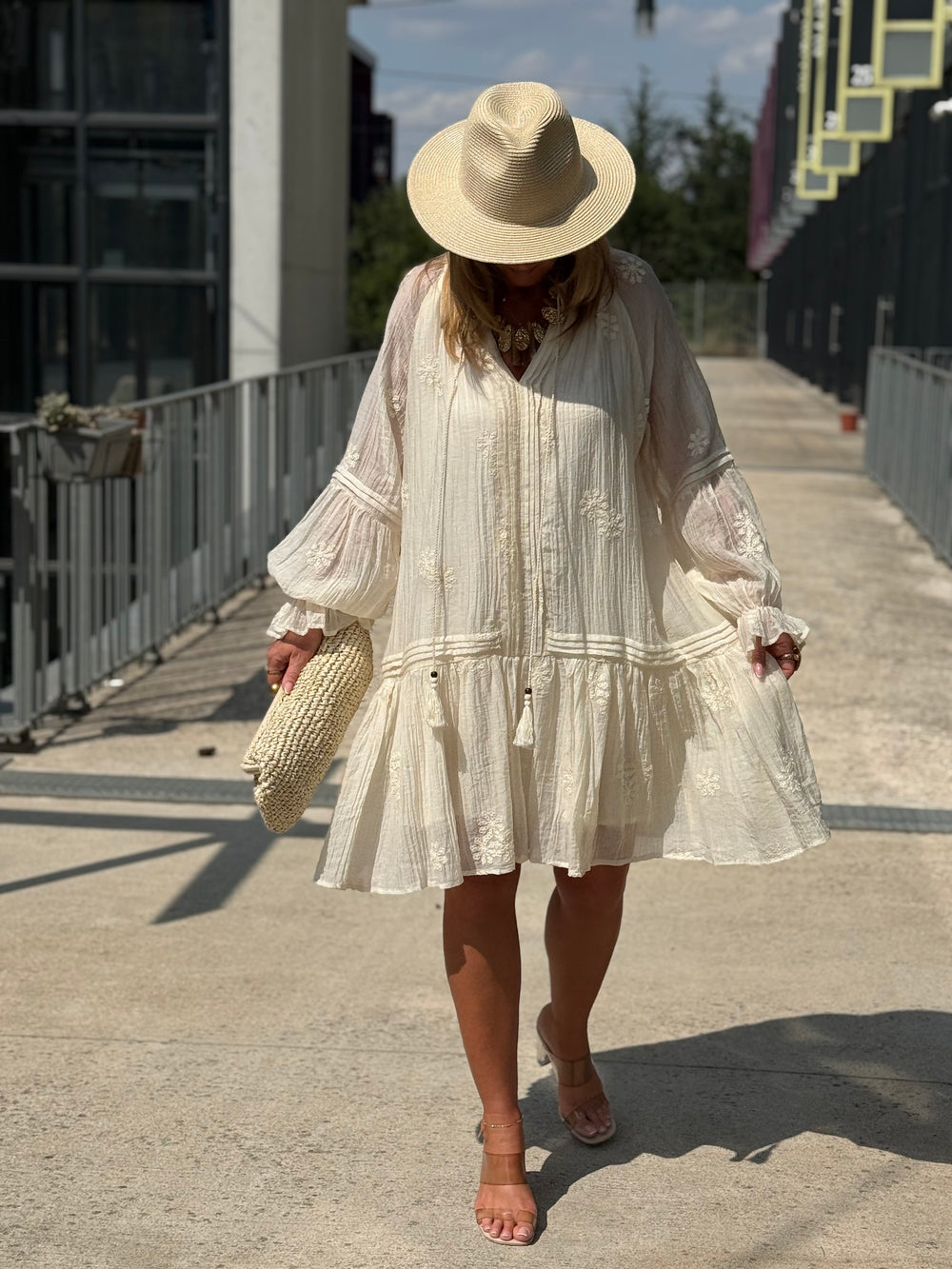 Robe tunique bohème ECRU 68691