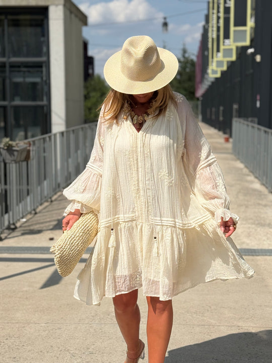 Robe tunique bohème ECRU 68691