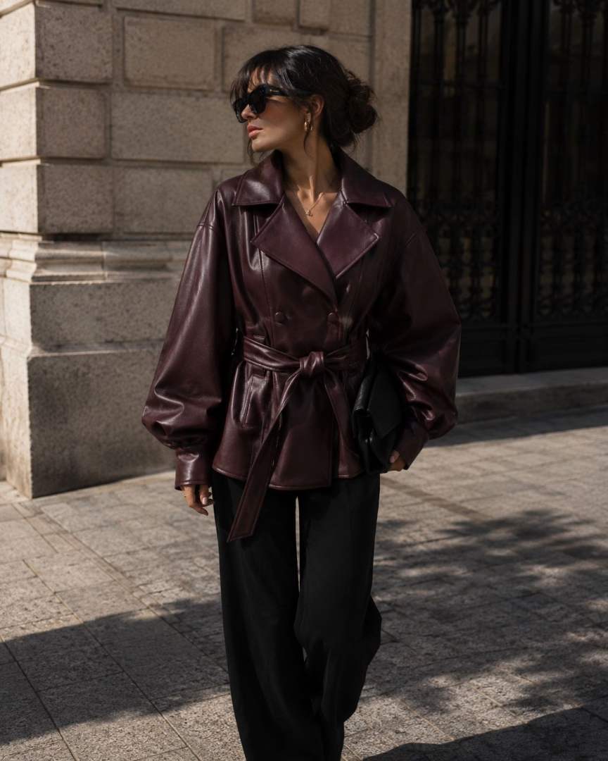 Veste similicuir ceinture Bordeaux 202333