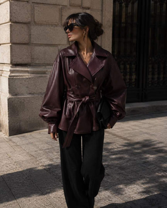 Veste similicuir ceinture Bordeaux 202333